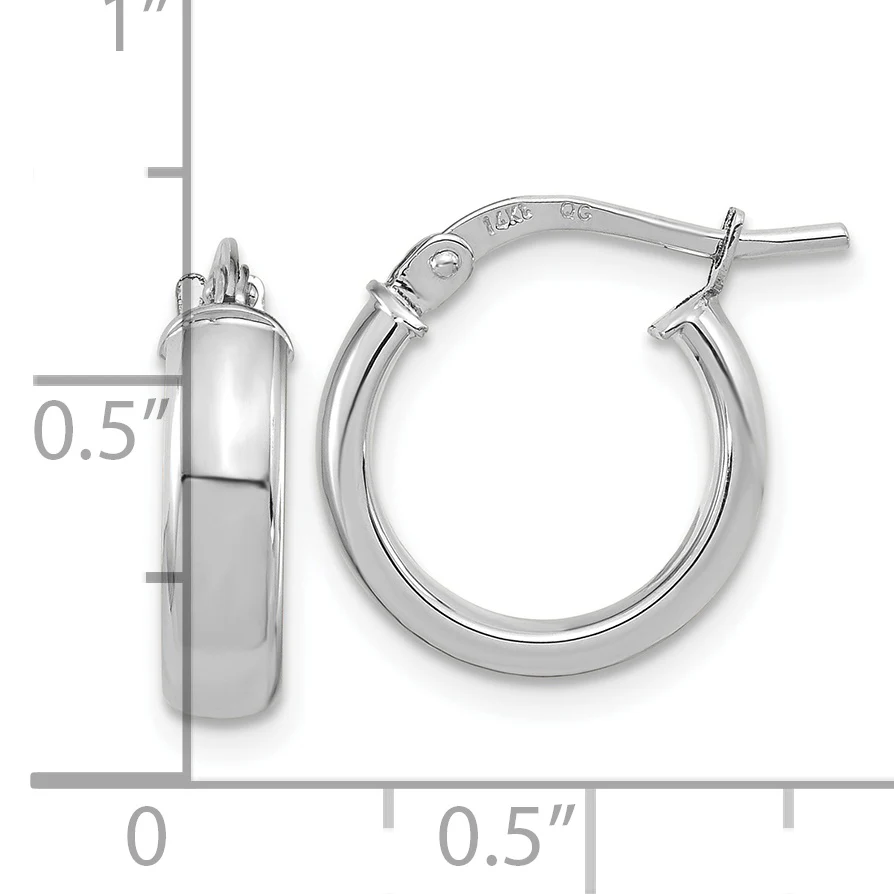 Pendientes de Aro Pulidos de Oro Blanco de 14K de 2.9 mm - Image 3