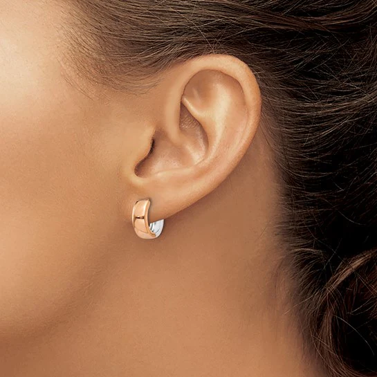 Pendientes de Aro con Bisagra en Oro Blanco y Rosa de 14k Bicolor - Image 4