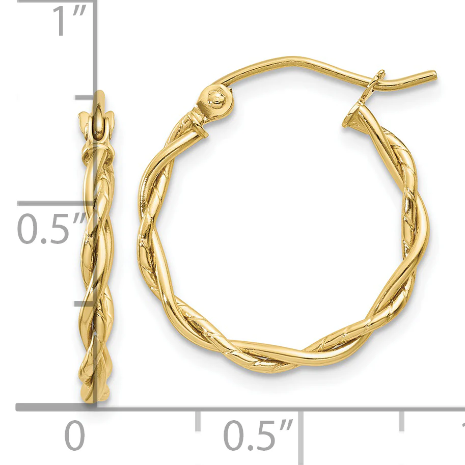 Pendientes de Aro Torcido Pulido en Oro Amarillo de 10K - Image 3