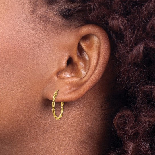 Pendientes de Aro Torcido Pulido en Oro Amarillo de 10K - Image 4