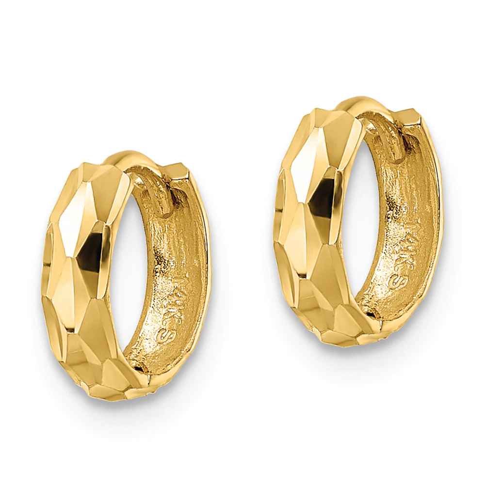 Aros Articulados de Oro Amarillo de 14k con Corte Diamante (D/C) - Image 2