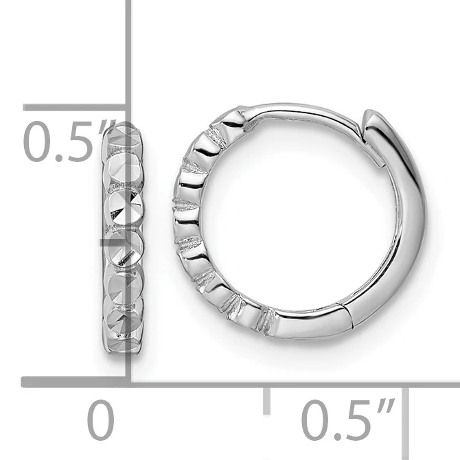 Pendientes de Aro con Bisagra en Oro Blanco de 14k Corte Diamante de 2x12mm - Image 3