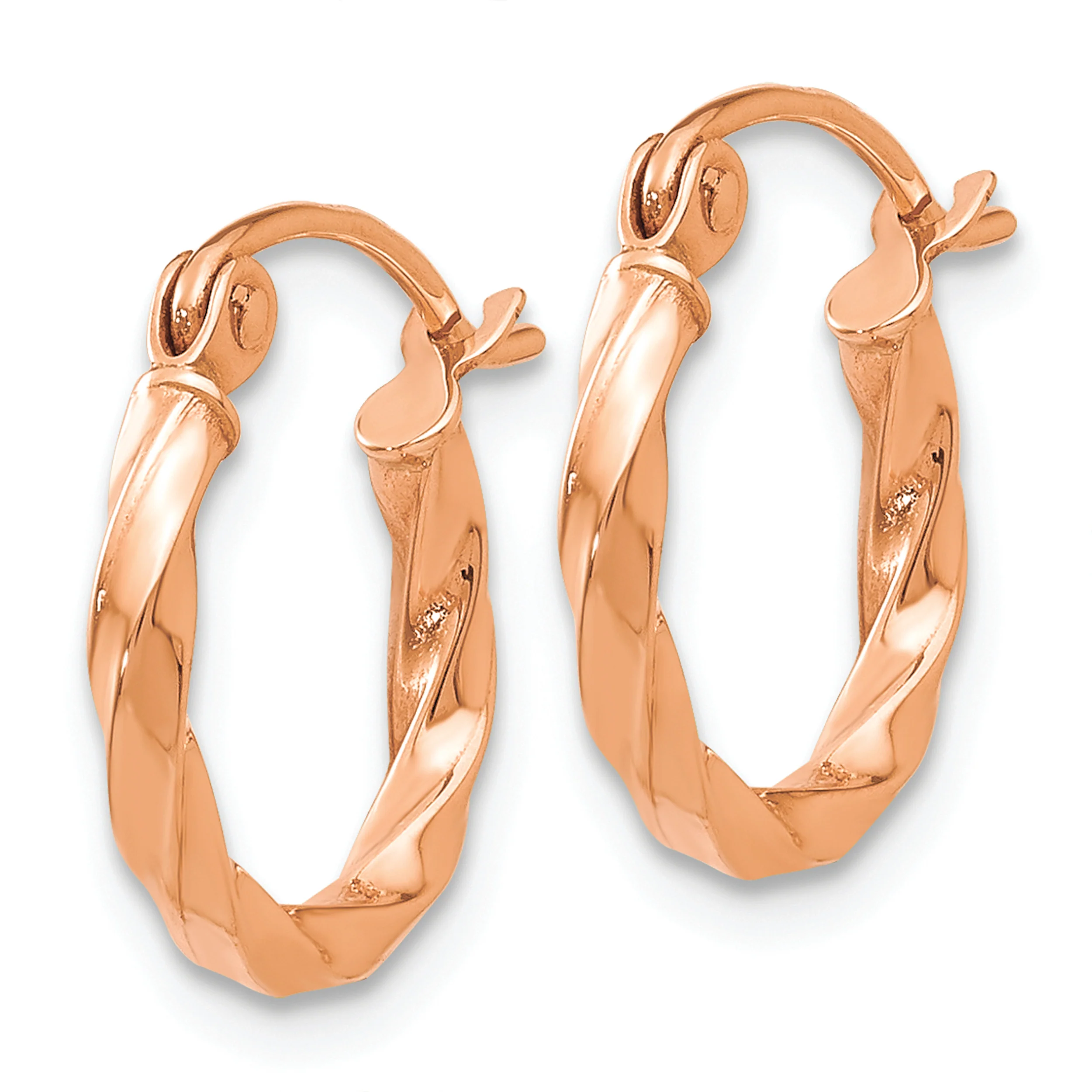 Pendientes de Aro Torcido en Oro Rosa de 14K - Image 2