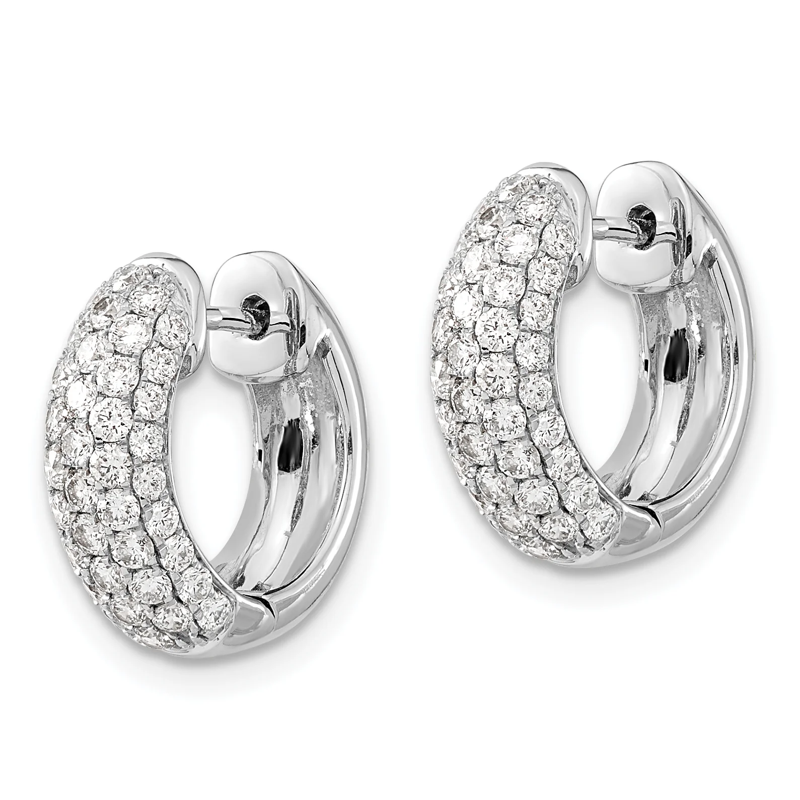 Aretes Aros con Bisagra en Oro Blanco de 14k y Diamantes de Laboratorio de 1 1/5 Quilates - Image 2