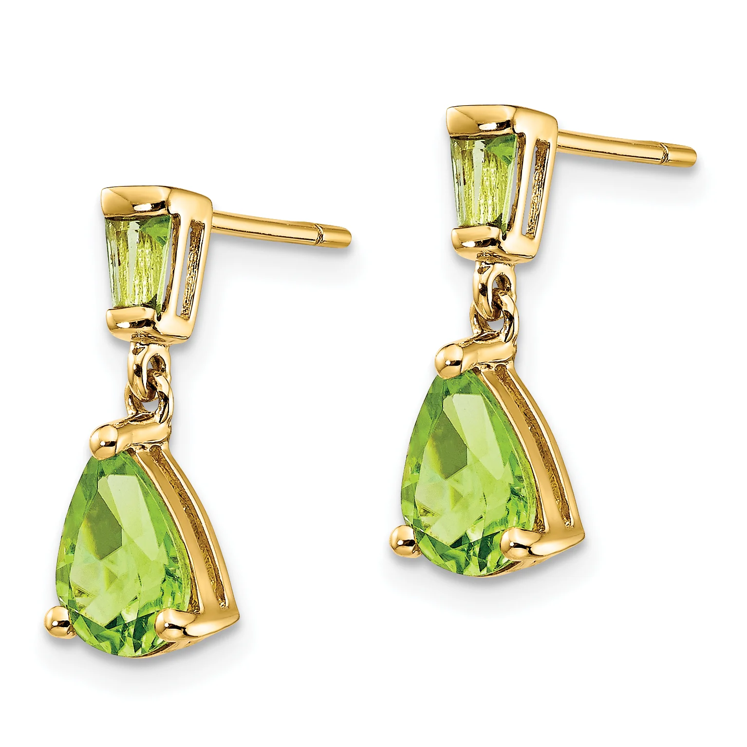 Pendientes Colgantes de Peridoto en Oro de 14k - Image 2
