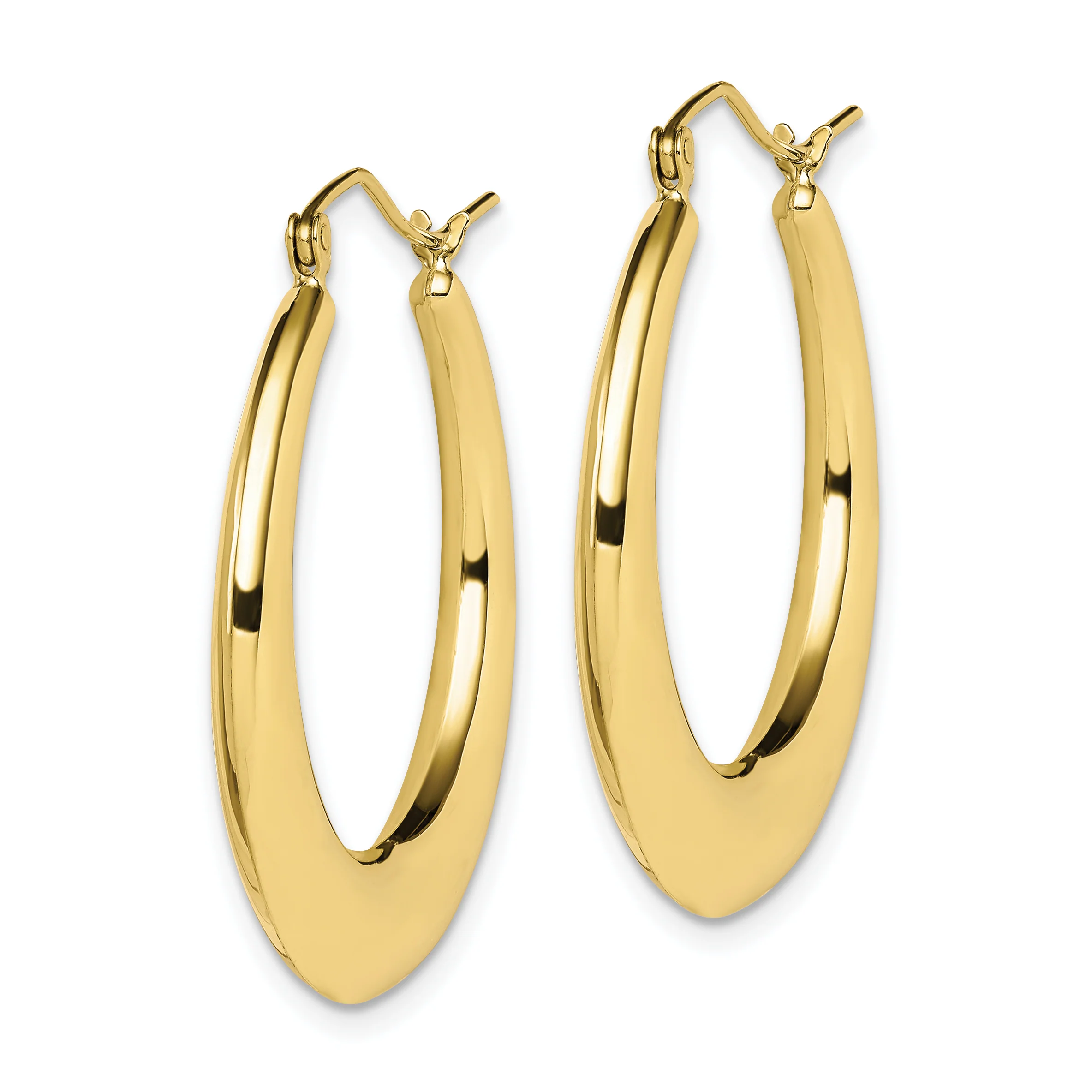 Aretes Clásicos Huecos Pulidos en Oro de 10k - Image 2