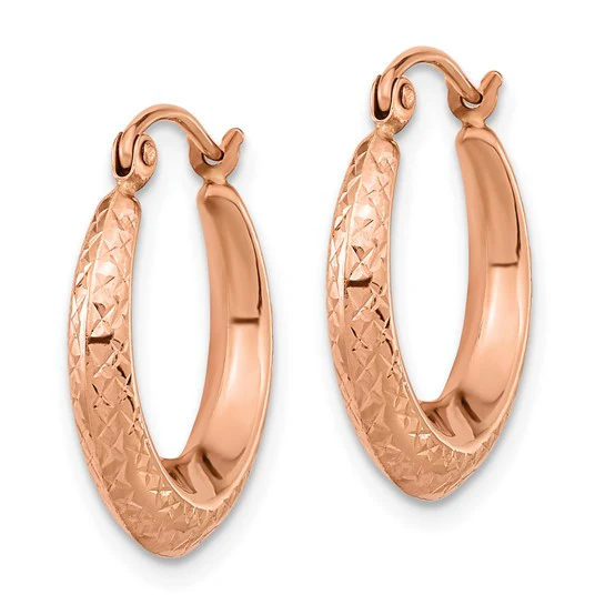 Pendientes de Aro Hueco Texturizados en Oro Rosa de 14K - Image 2