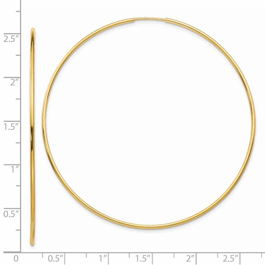 Pendientes de Aro Tubo Infinito Pulido en Oro Amarillo de 14k - Image 3