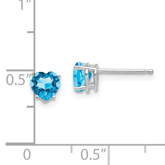 Pendientes de Topacio Azul Suizo en Forma de Corazón de 5mm en Oro Blanco 14K - Image 3
