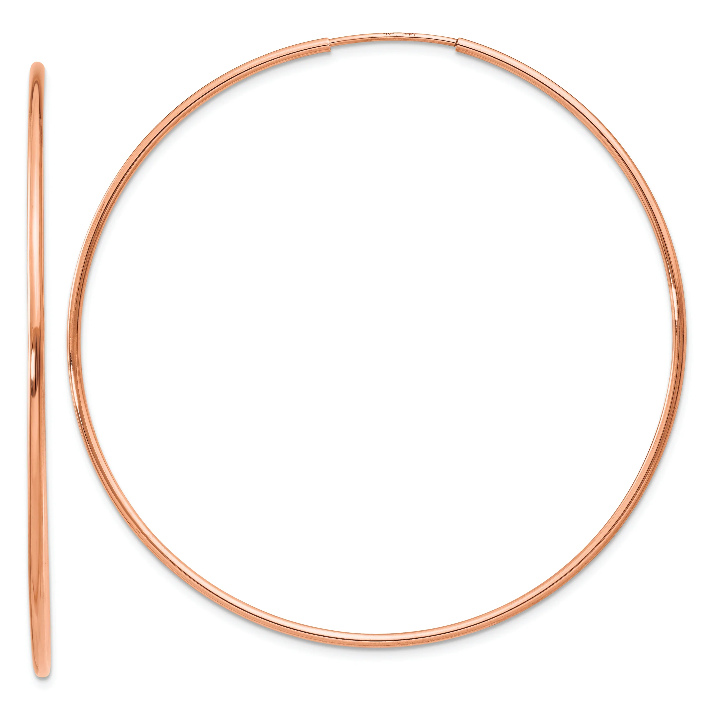 Pendientes de Aro Continuo Pulido en Oro Rosa de 14K de 1.2 mm