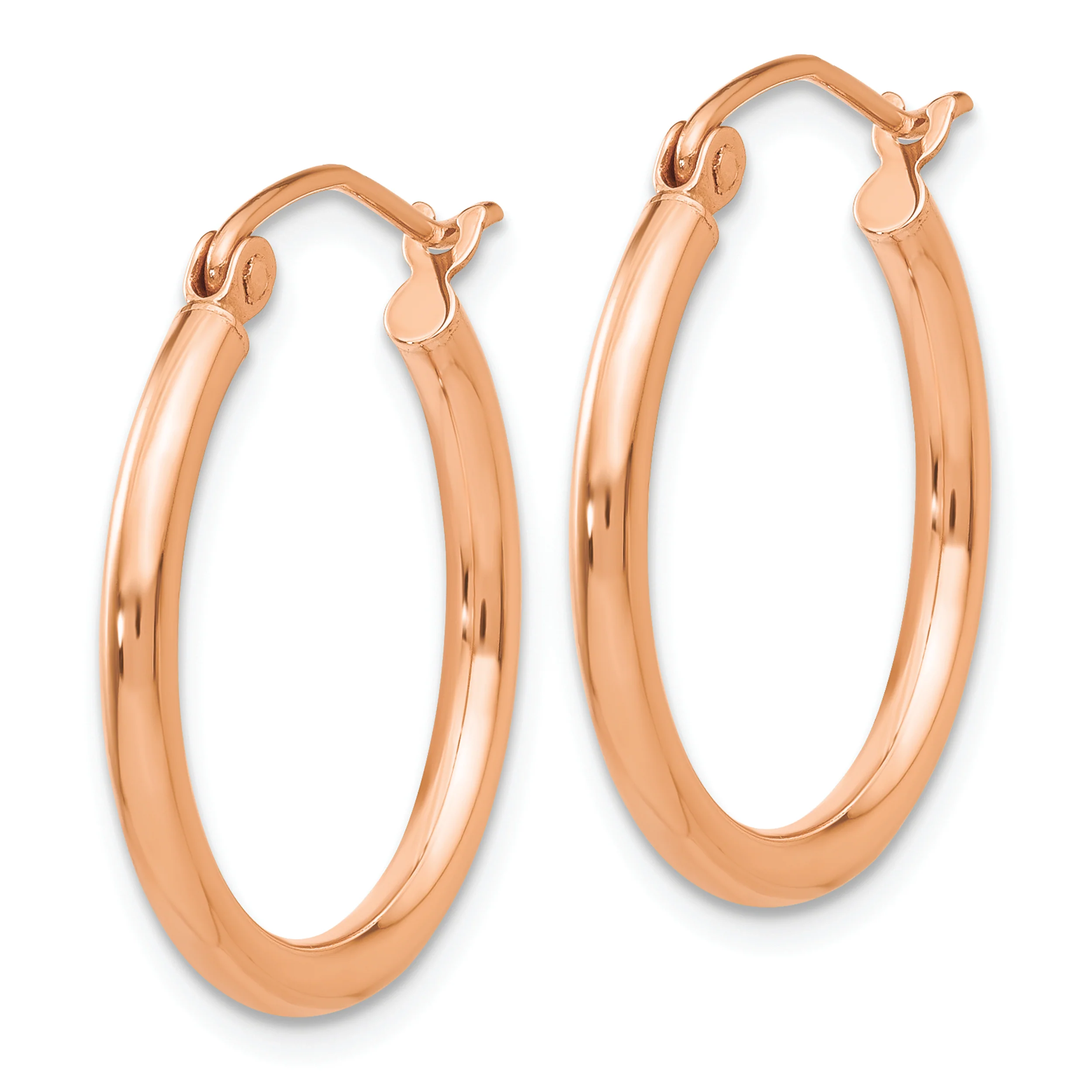 Aretes de Aro Livianos en Oro Rosa de 14k Pulidos con Tubo de 2 mm - Image 2