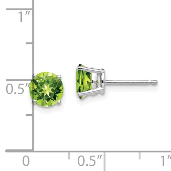 Aretes de Peridoto de 6 mm en Oro Blanco de 14k - Image 3
