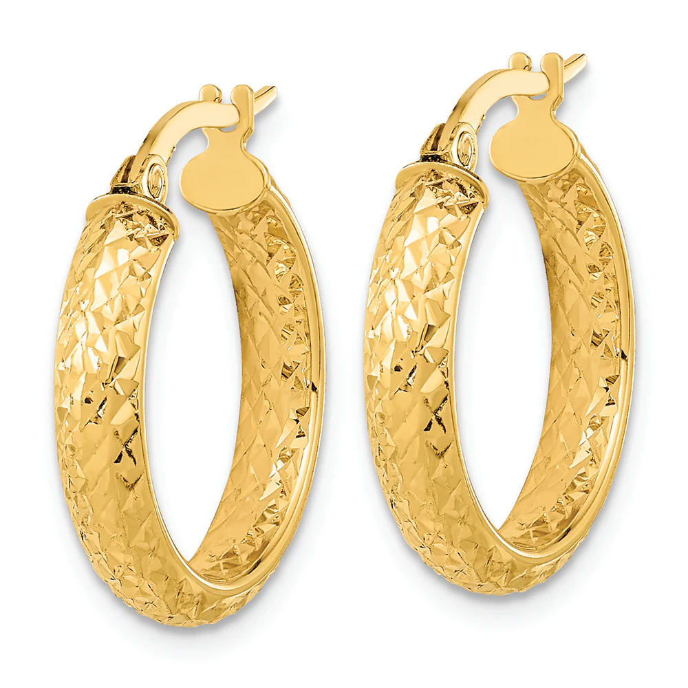 Pendientes de Aro Elegantes con Corte Diamante y Acabado Pulido 14K - Image 2