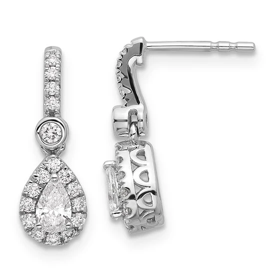 Aretes con Diamantes Cultivados en Laboratorio de 14k Oro Blanco (VS/SI+ G+) - Image 2