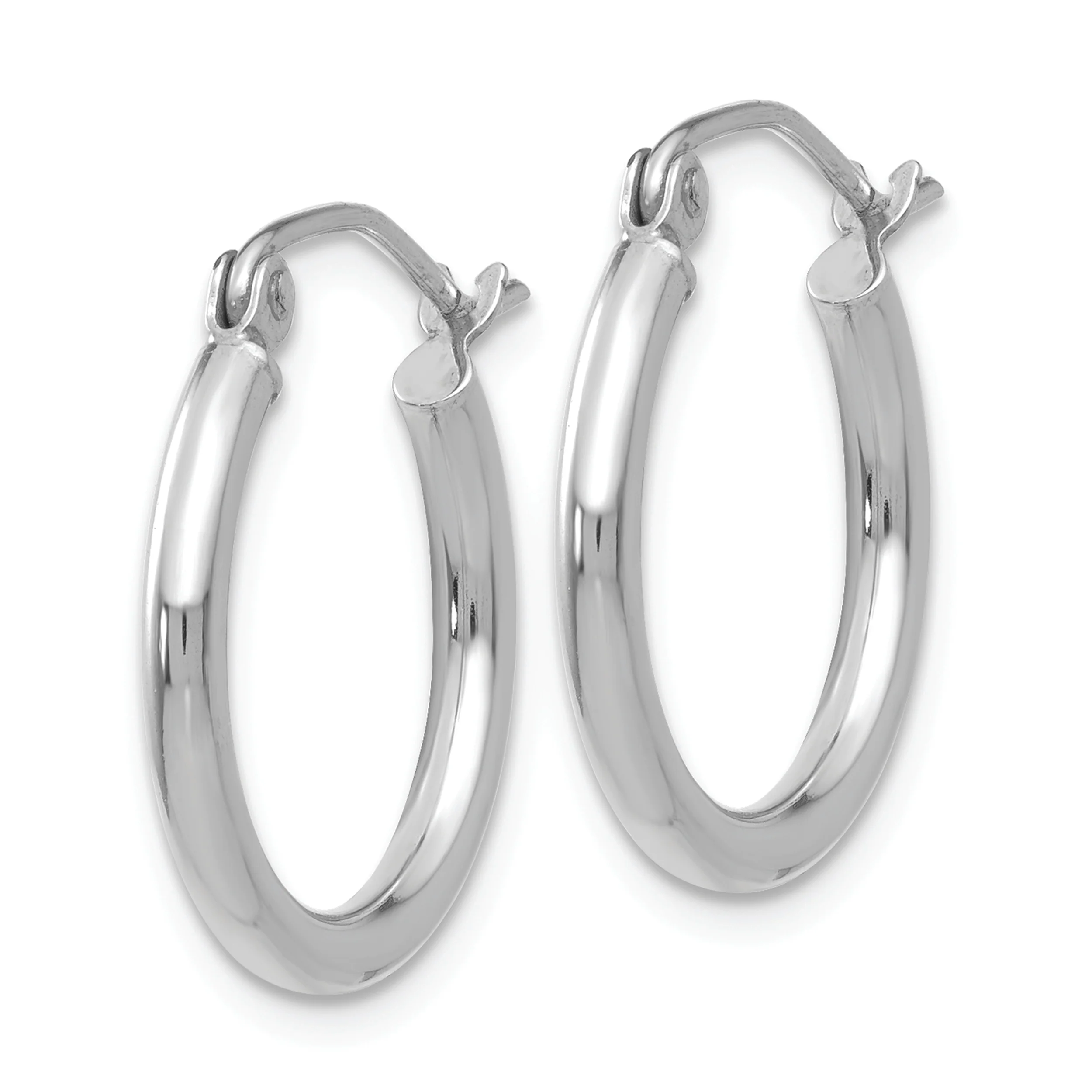 Aretes de Aro Livianos en Oro Blanco de 14k Pulidos con Tubo de 2x17.5 mm - Image 2