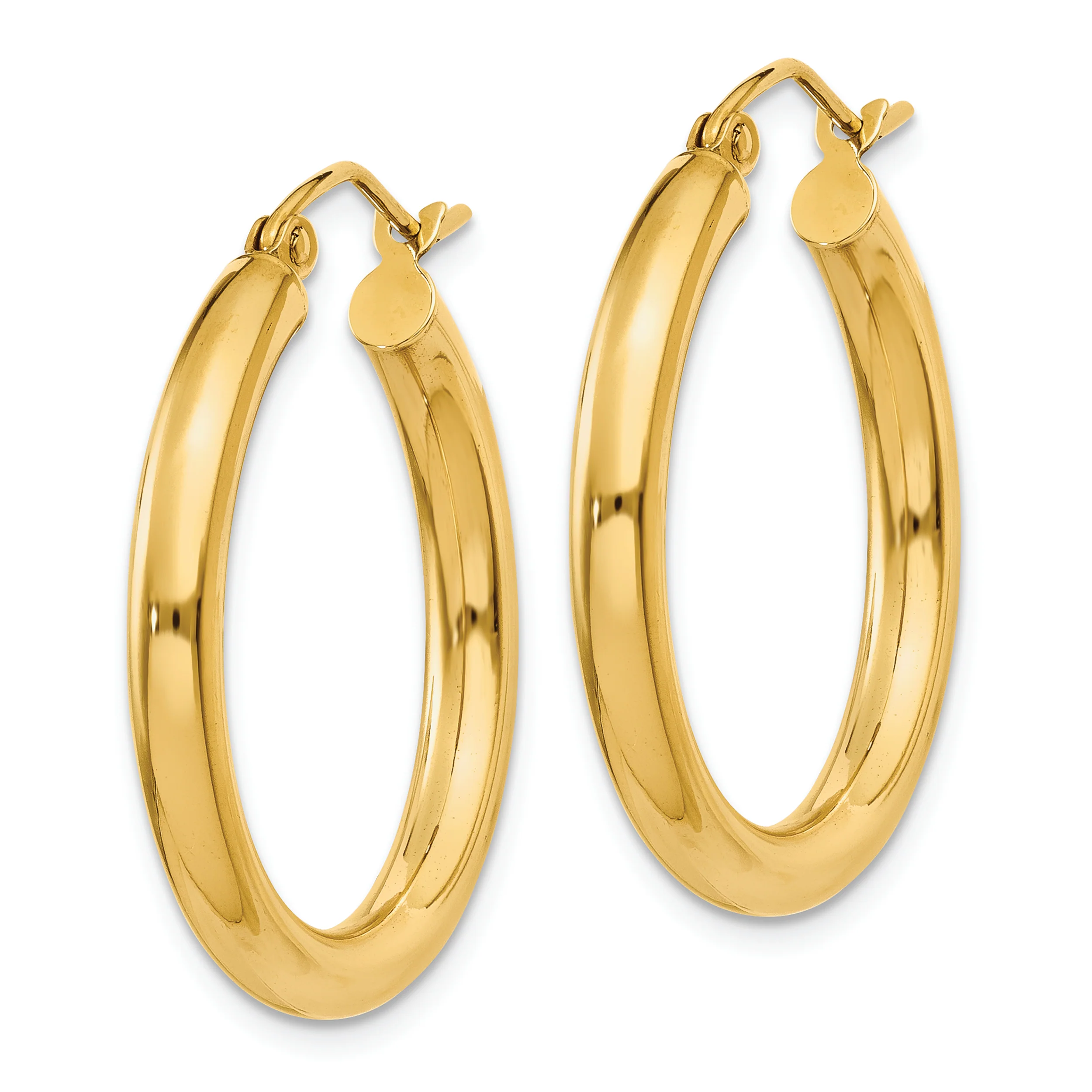 Pendientes de Aro Tubo Pulidos de Oro Amarillo de 14K de 3 mm - Image 2