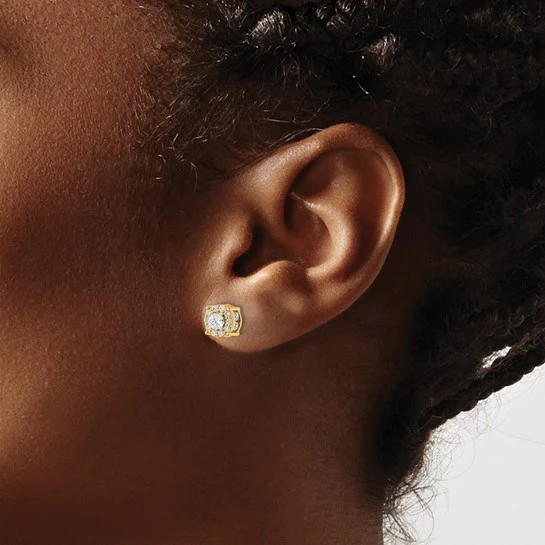 Aretes de Oro Amarillo de 14k con 1 Quilate de Diamantes Cultivados en Laboratorio - Image 4