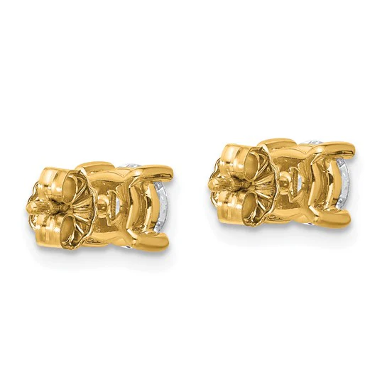 Pendientes de Botón en Oro Amarillo de 14k con Diamantes de Labor, 1 ctw, VS/SI+ G+, Redondos, 4 Garras - Image 4