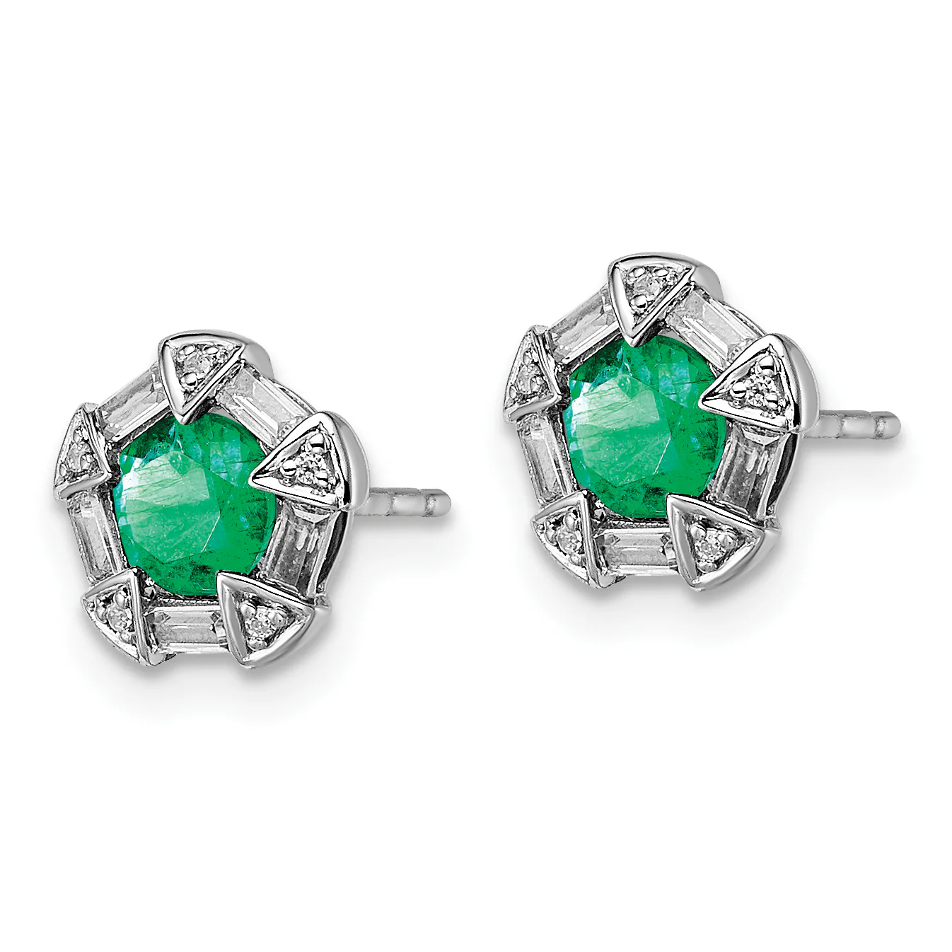 Aretes de Esmeraldas y Diamantes en Oro Blanco de 14k - Image 2