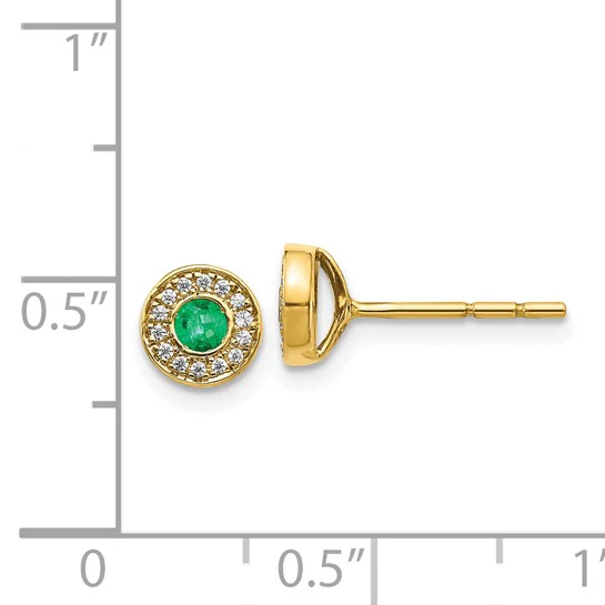 Aretes de Diamantes y Esmeraldas con Halo de 14k - Image 3