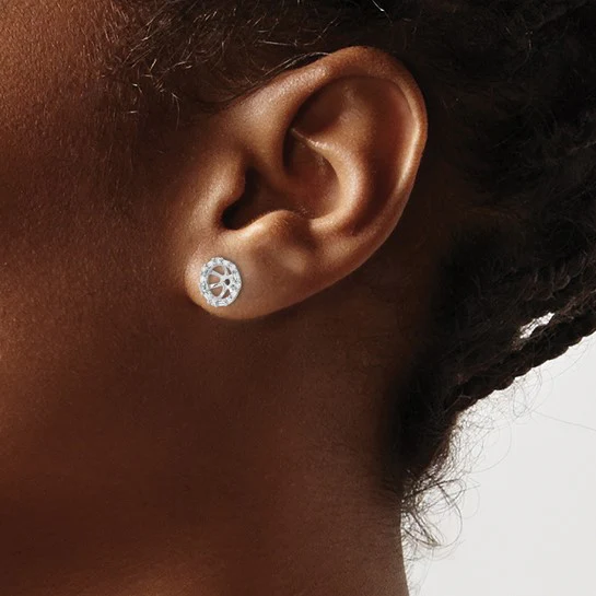 Fundas de Pendientes de Oro Blanco de 14k con Diamantes - Image 4