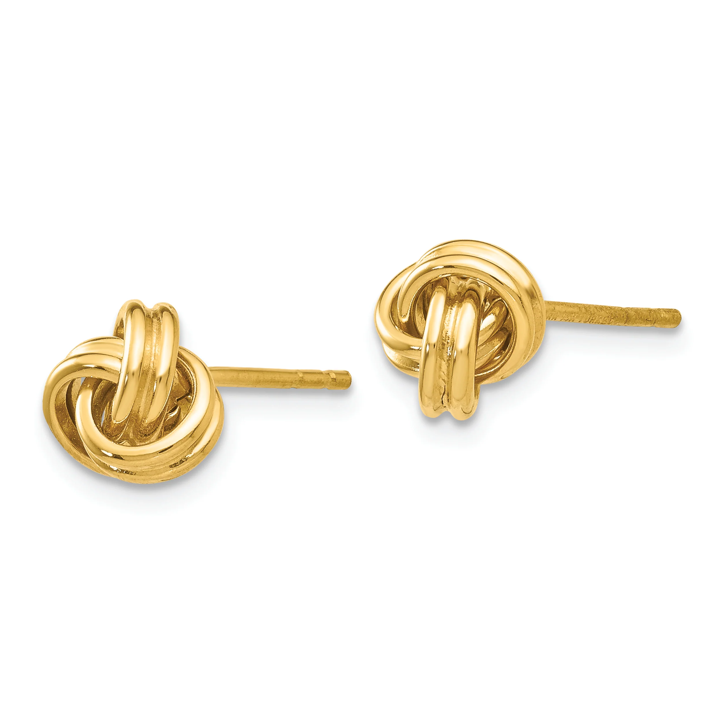Pendientes de Botón de Oro Amarillo de 14k en Forma de Nudo de Amor - Image 2