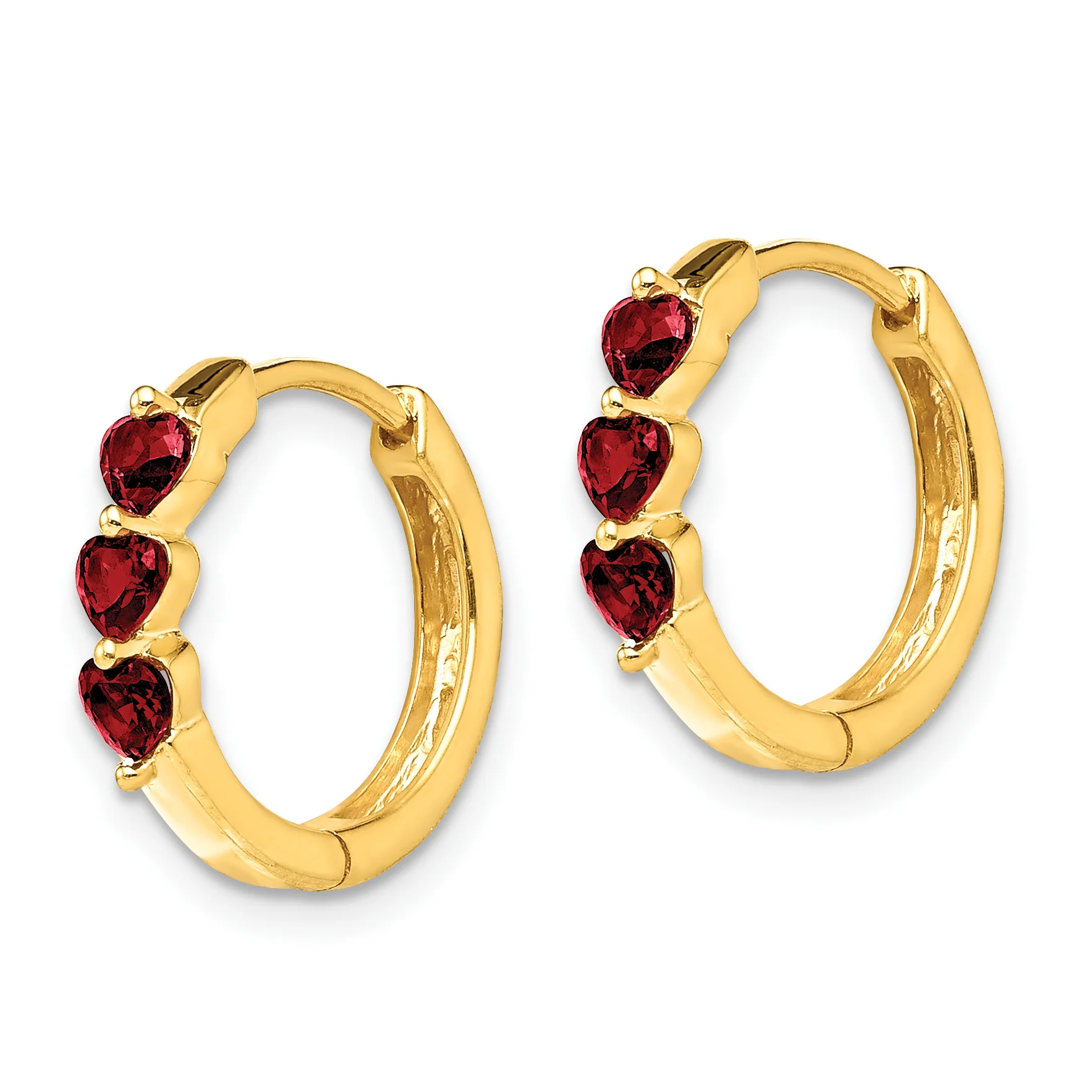 Aros Plegados Pulidos con Rubí Creado en Oro de 14k - Image 2