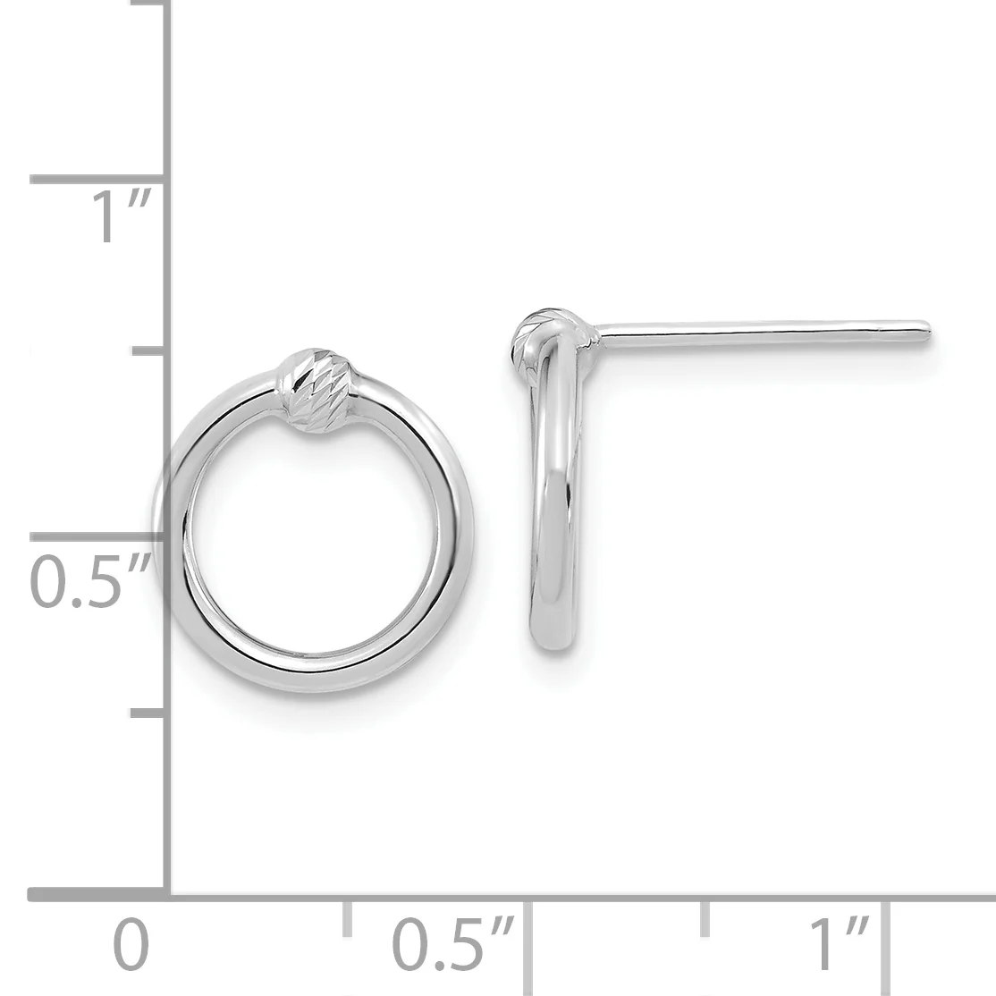 Pendientes de Círculo Pulido y Corte Diamante en Oro Blanco de 14k - Image 2