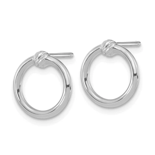 Pendientes de Círculo Pulido y Corte Diamante en Oro Blanco de 14k - Image 3