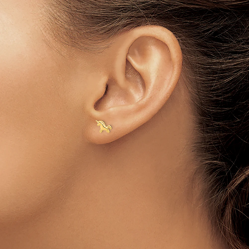 Pendientes de Botón Unicornio Pulidos de Madi K en Oro de 14k - Image 3