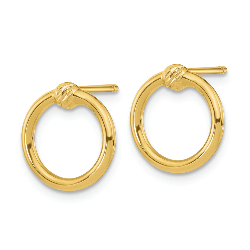 Pendientes de Post en Forma de Círculo en Oro Amarillo de 14k - Image 2