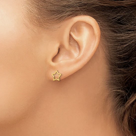 Pendientes de Estrella Pulida en Oro de 14k - Image 4