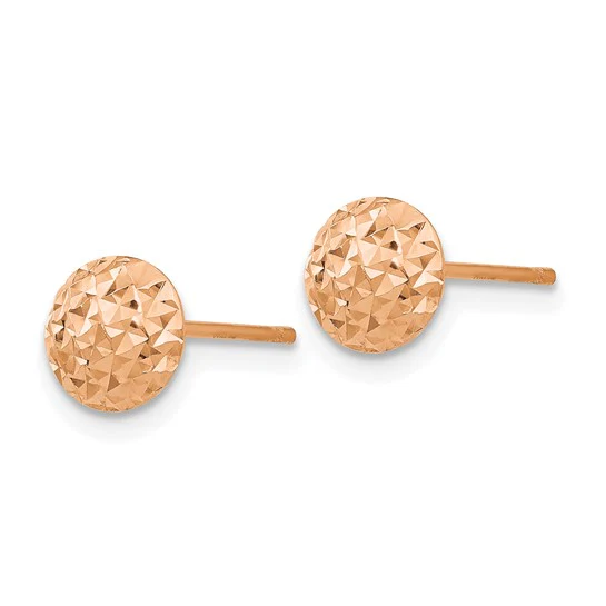 Pendientes de Botón en Oro Rosa de 14k de 6mm con Diseño Puff - Image 2