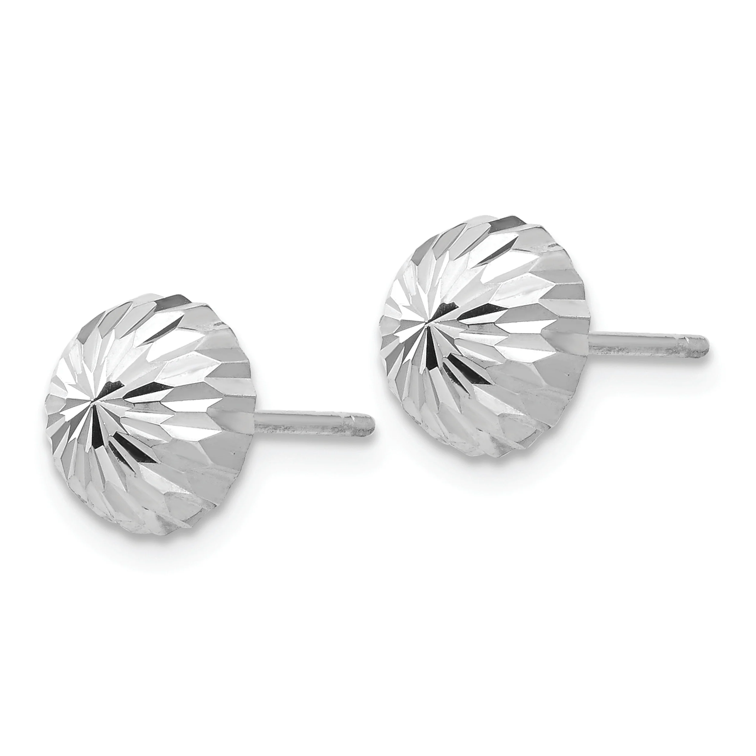 Pendientes en Oro Blanco de 14k Pulidos y con Corte de Diamante en Forma de Media Bola - Image 2