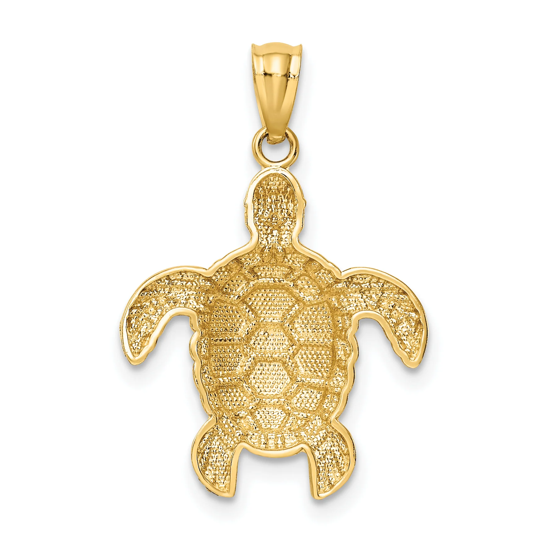 Colgante de Tortuga Marina Pulida con Corte Diamante de 14k - Image 3