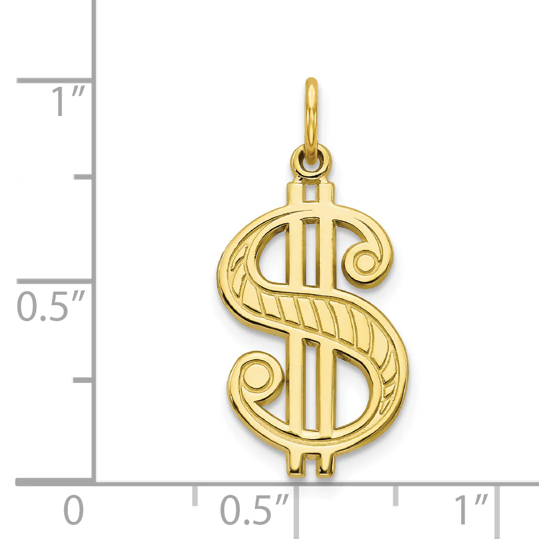 Colgante de Signo de Dólar Sólido Pulido de 10k - Image 3