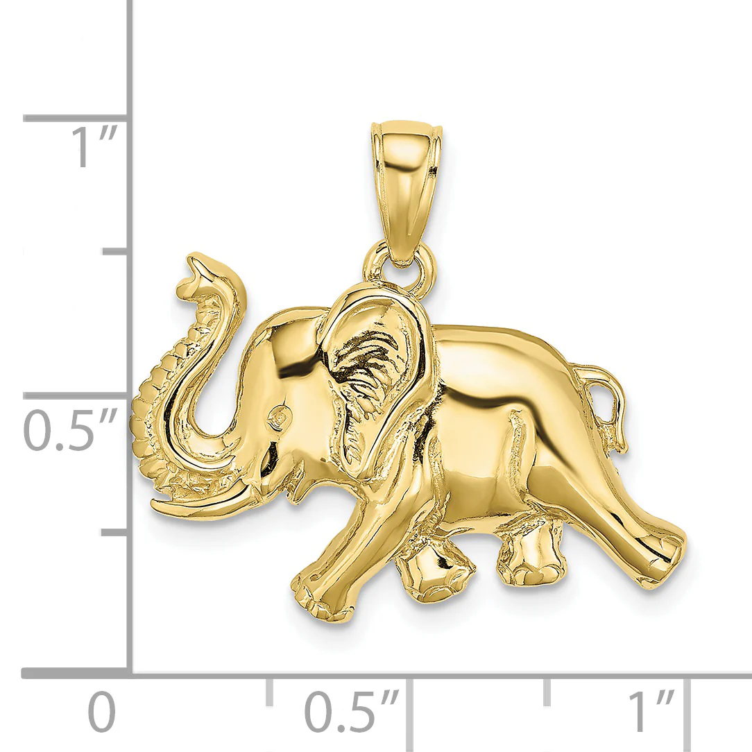 Colgante Elefante Corriendo con Trompa Levantada de Oro Amarillo de 10K - Image 2