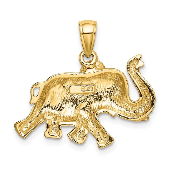 Colgante Elefante Corriendo con Trompa Levantada de Oro Amarillo de 10K - Image 4