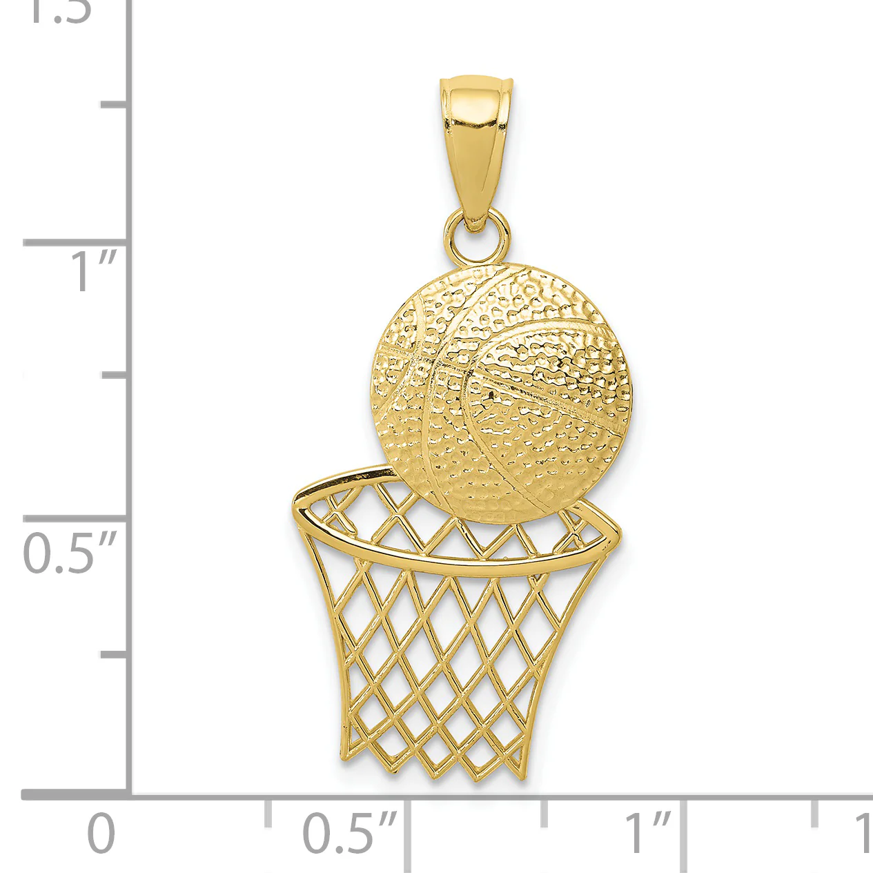 Colgante de Balón de Baloncesto y Red en Oro Amarillo de 10K - Image 3
