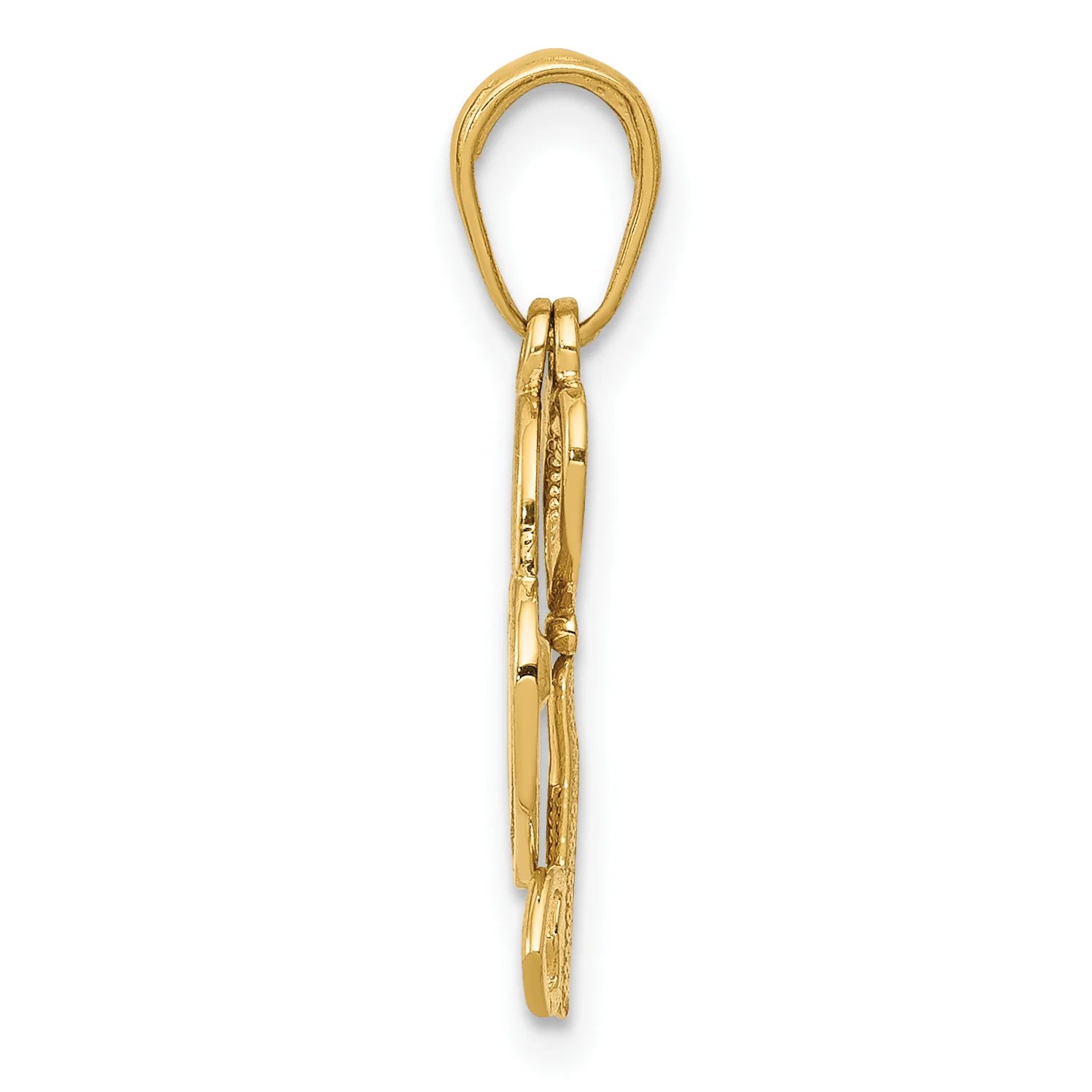 Colgante de Llave y Candado en Forma de Corazón Móvil de Oro Amarillo Pulido de 14K - Image 2