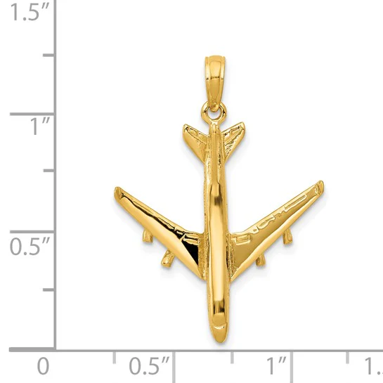 Colgante 3D de Avión a Chorro en Oro Amarillo de 14K - Image 4
