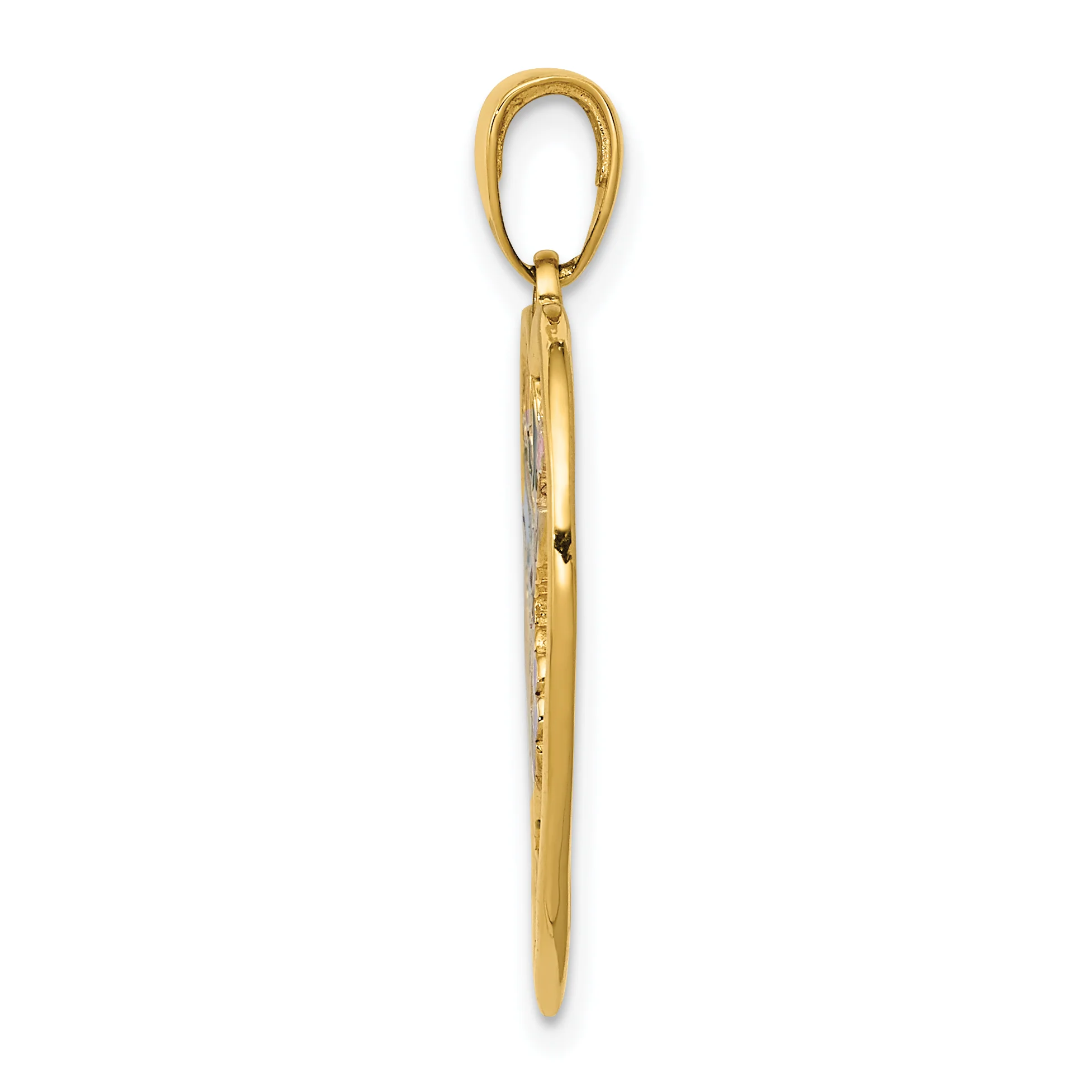Colgante de Corazón con Colibrí Esmaltado y Flores en Oro Amarillo de 14K - Image 2