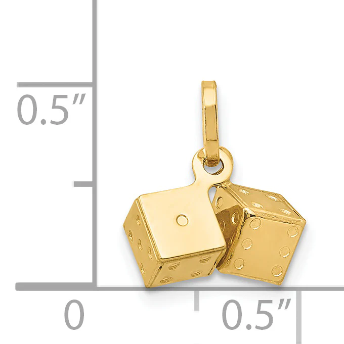 Dije de Dados en 3D en Oro Amarillo de 14K - Image 3