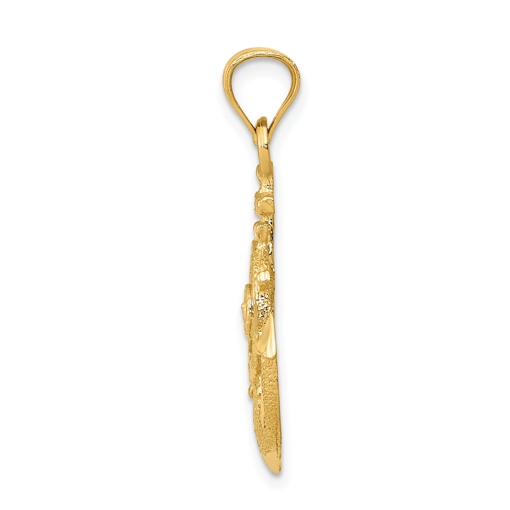 Colgante Ancla Satinado con Corte de Diamante en Oro de 14k - Image 2