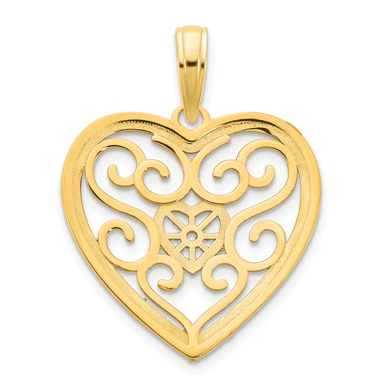 Dije Fancy Corazón en Oro Amarillo de 14K - Image 3