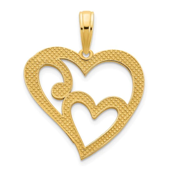 Colgante Corazón dentro de Corazón en Oro de 14k - Image 3