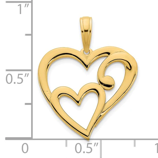 Colgante Corazón dentro de Corazón en Oro de 14k - Image 4