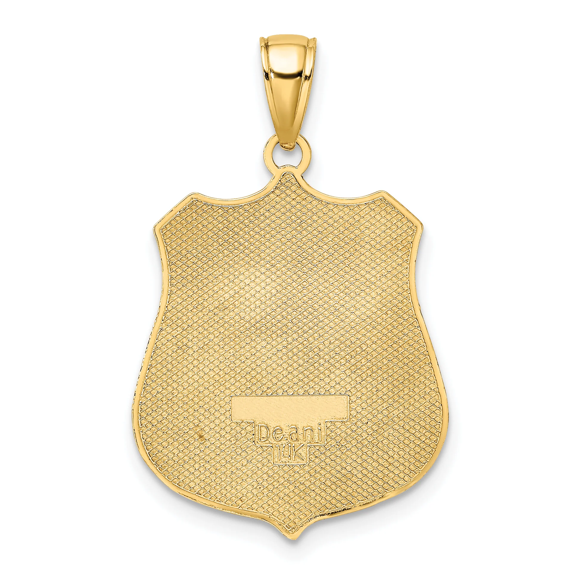 Colgante Grande de Placa de Policía de 14k Oro - Image 3