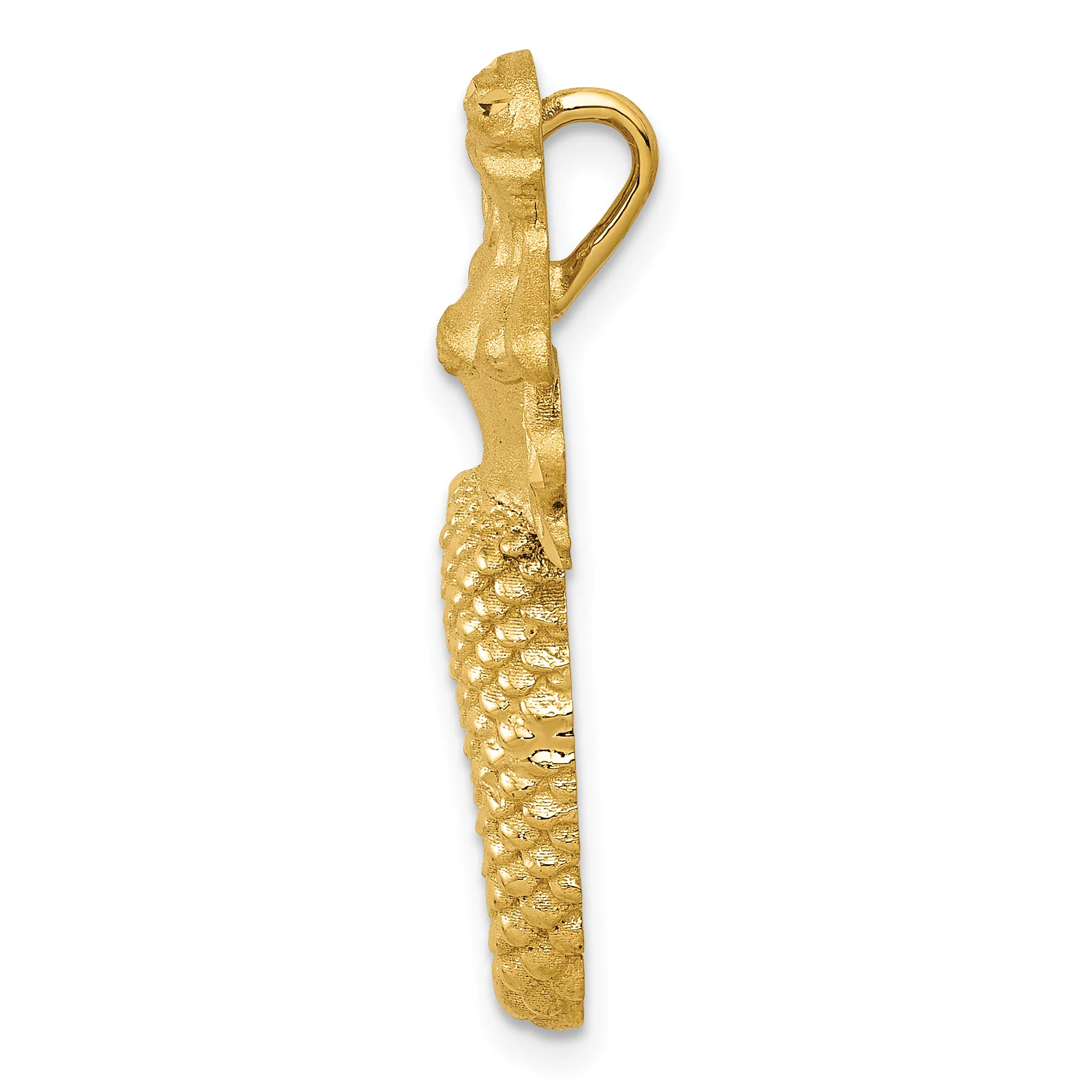 Deslizador de Cadena Sirena Pulido y Satinado con Corte Diamante en Oro de 14K - Image 2