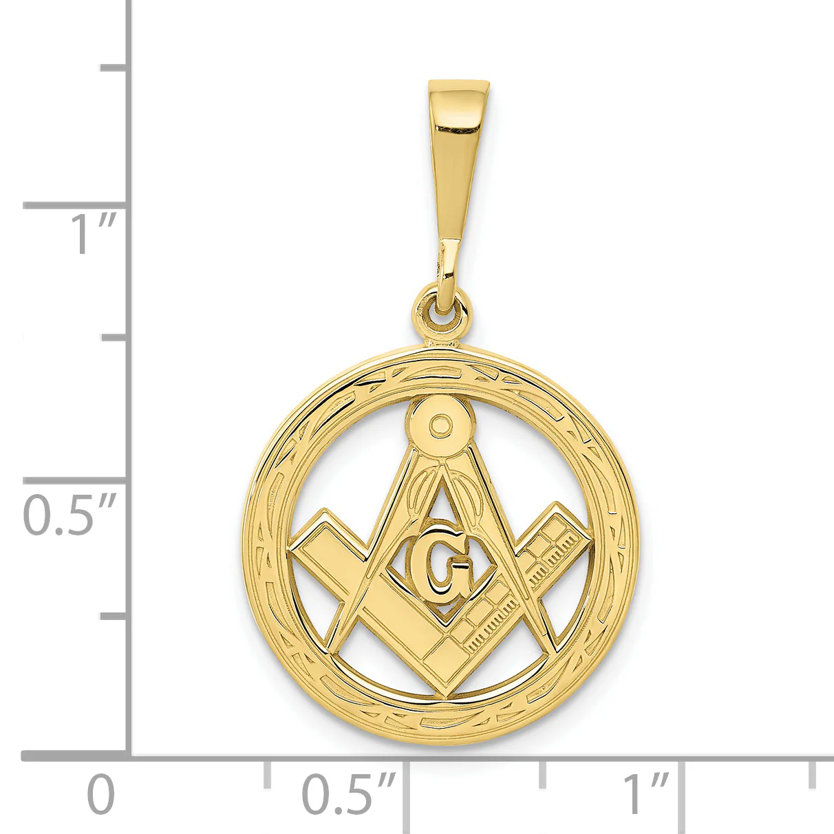 Dije de Símbolo Masónico en Oro Amarillo de 10K (Pulido y Texturizado) - Image 2
